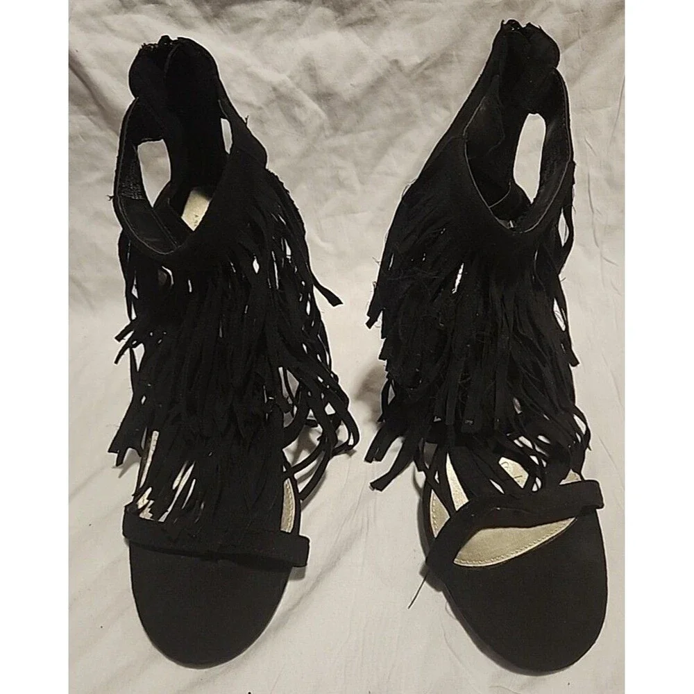 Ana A New Approach Women's Fringe Back Zipper Open Toe Shoe 4